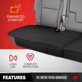 Motor Trend Car Seat Covers for Front & Rear Full Set - Nappa Leather Seat Protectors for Cars, Trucks & SUVs - Black Automotive Seat Covers with Storage Pockets - Durable Bottom Cushion Protection