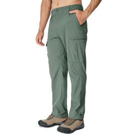MOURCE Hiking Pants for Men Lightweight - Water Resistant Quick Dry Cargo Pants for Men with 8 Pockets, Sage Green