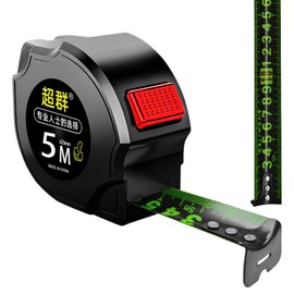 KIPTVO 5M/16.4ft Fluorescent Steel Tape Measure, Tape Measure 5 Metre, Width 25mm Stainless Steel Retractable Waterproof tape measure, for Industrial and Home Easy To Read Self-Lock Measuring