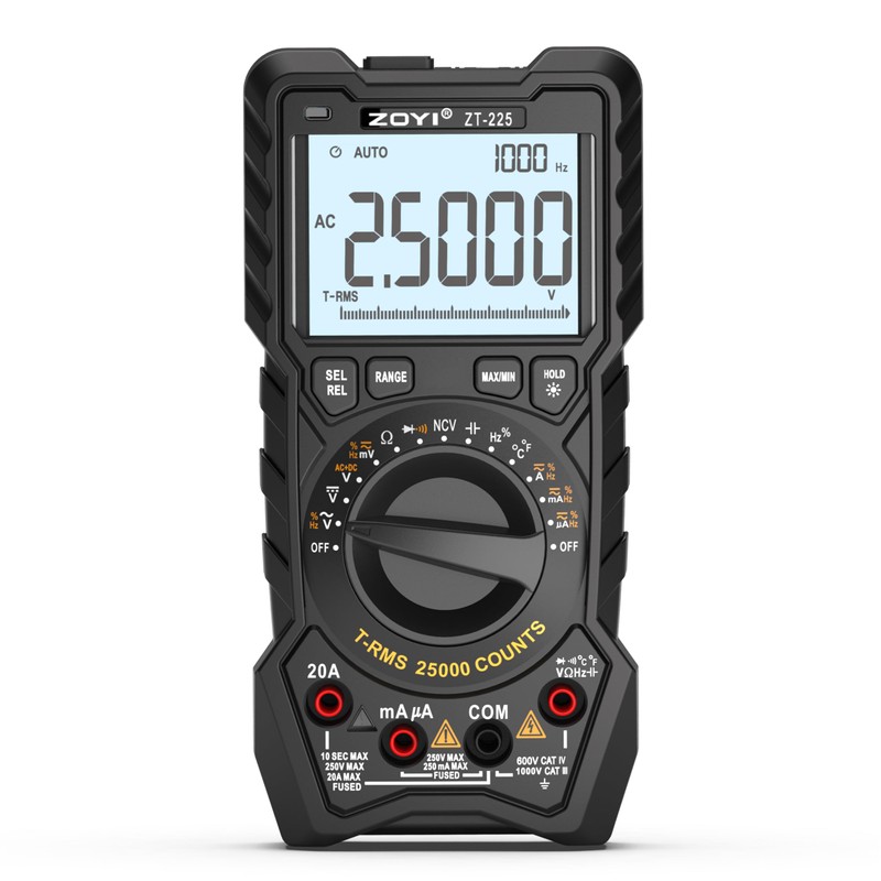 ZOYI ZT-225 Digital Multimeter, 25000 Counts, True RMS, Auto Range,