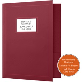 The Gallery Collection, 50 Count, Burgundy, Two Pocket Presentation Folders with Customizable Labels, Perfect for Sales Material, Important Documents & More (9 x 12)