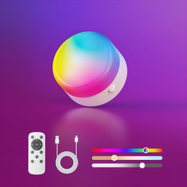 NIORSUN Rechargeable RGB Shower Light with Silicone Cover - Wireless Waterproof LED Shower Lights for Inside Shower, Remote Control & Magnetic Mount, Shower Lamp for Bathroom Closet Bedroom, 1 Pack