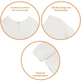 Baby Strickjacke - Cardigan Links für Mädchen und Jungen, Hochwertige Baby-Kleidung, Rundhalsausschnitt Unisex Strick-Jacke, 50% Baumwolle und 50% Acryl, Knochen-12 Monate