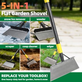 Floor Scraper Long Handle - Ice Removal Tool, Multifunctional Garden Cleaning Flat Shovel, 60" Weed Scraper Heavy Duty Sharp Blade for Lawn Edging,Sidewalk Weeding,Driveway Steps Snow Shovel