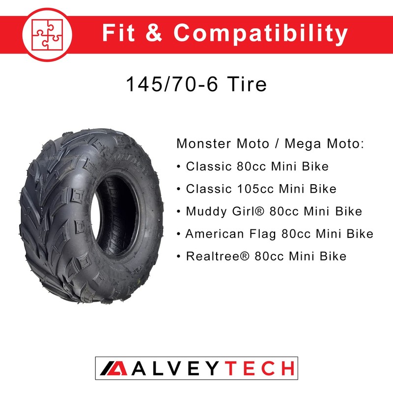 AlveyTech 145/70-6 V-Tread Tire - For the Monster Moto/Mega Moto