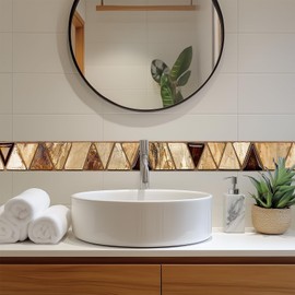 HOMETITUTE Wallpaper Border Peel and Stick Wall Decor PVC Geometric Wall Borders 4x196 Inch Self Adhesive Wallpaper Border for Bedroom Kitchen Living Room Modern Paper Walls Decor Accent Strip