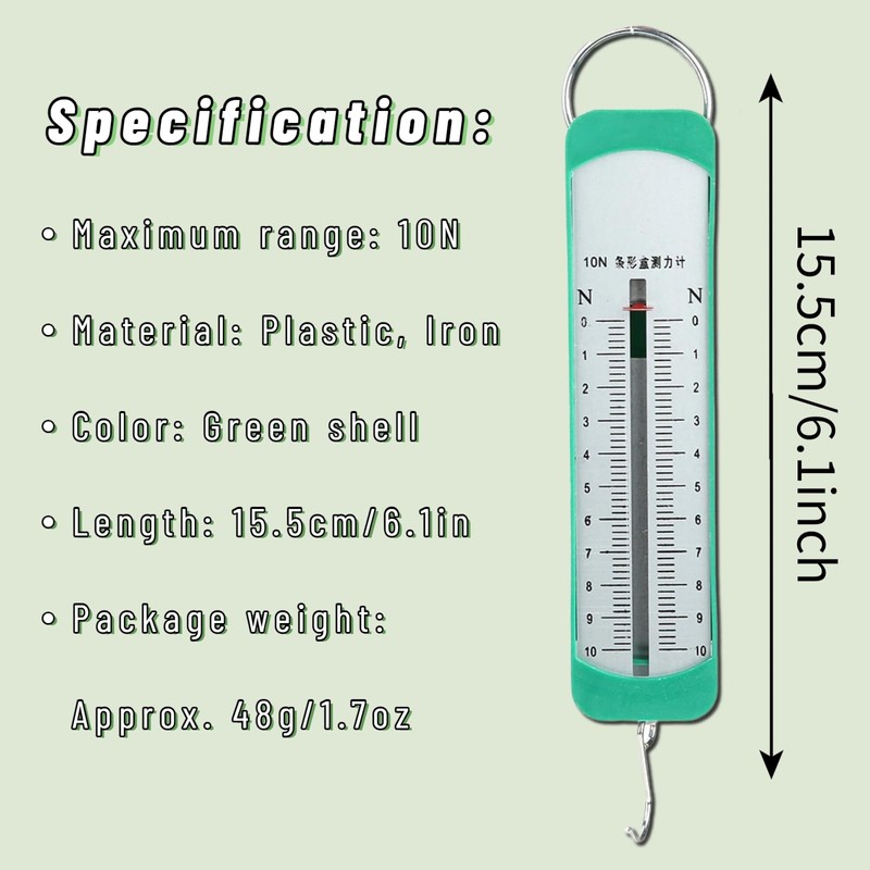 Dynamometer Newtons Force Meter Spring Scale, 10N Newtons Meter Spring
