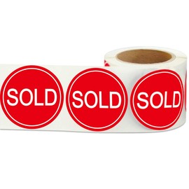 Small Sold Stickers Round 1 Inch - Red Sold Out Sticker Labels - Pricing Labels Inventory Control Retail Stickers
