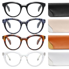 LOUOL READERS 4 Pack Reading Glasses for Women, Blue Light Blocking Anti UV Ray Glare Fatigue Eyeglasses Fashion Computer Readers 4 Colors +1.5