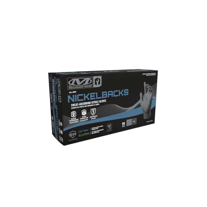 Mechanix Wear Nickelbacks: 6 Mil Sweat-Absorbing Nitrile Gloves (Pack of