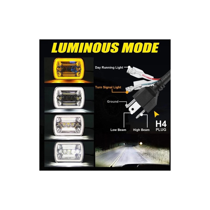 Unbranded Pair 5x7'' 7x6 LED Headlight DRL For International 9900i