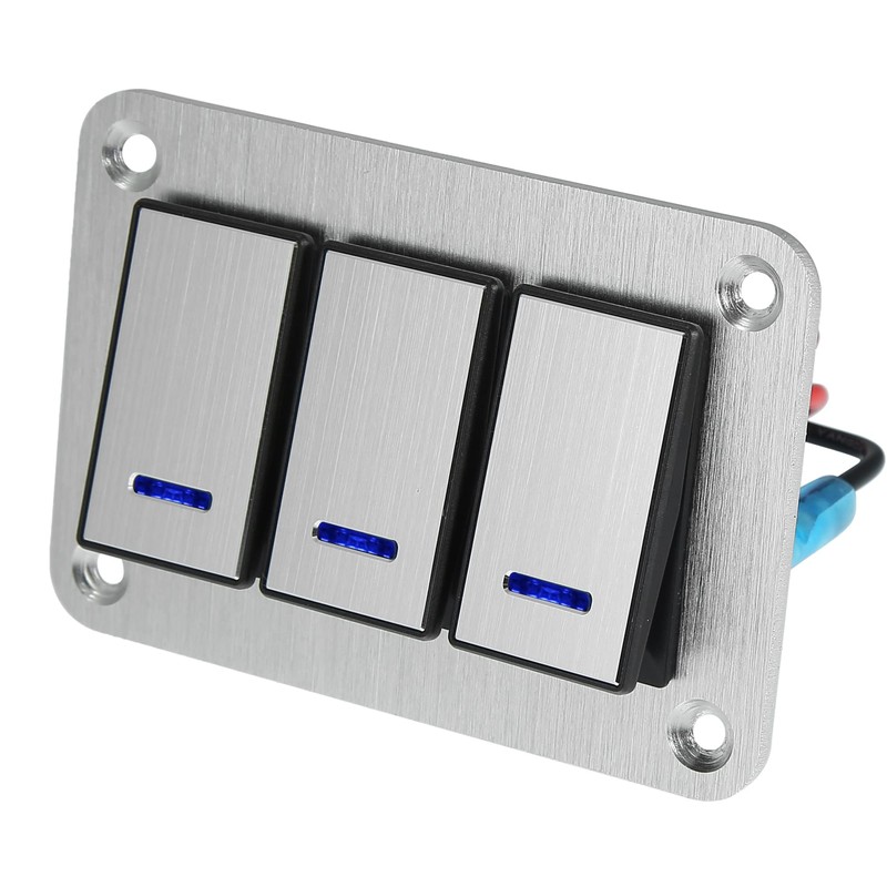 X AUTOHAUX 3 Gang Rocker Switch Panel 3 Pin on