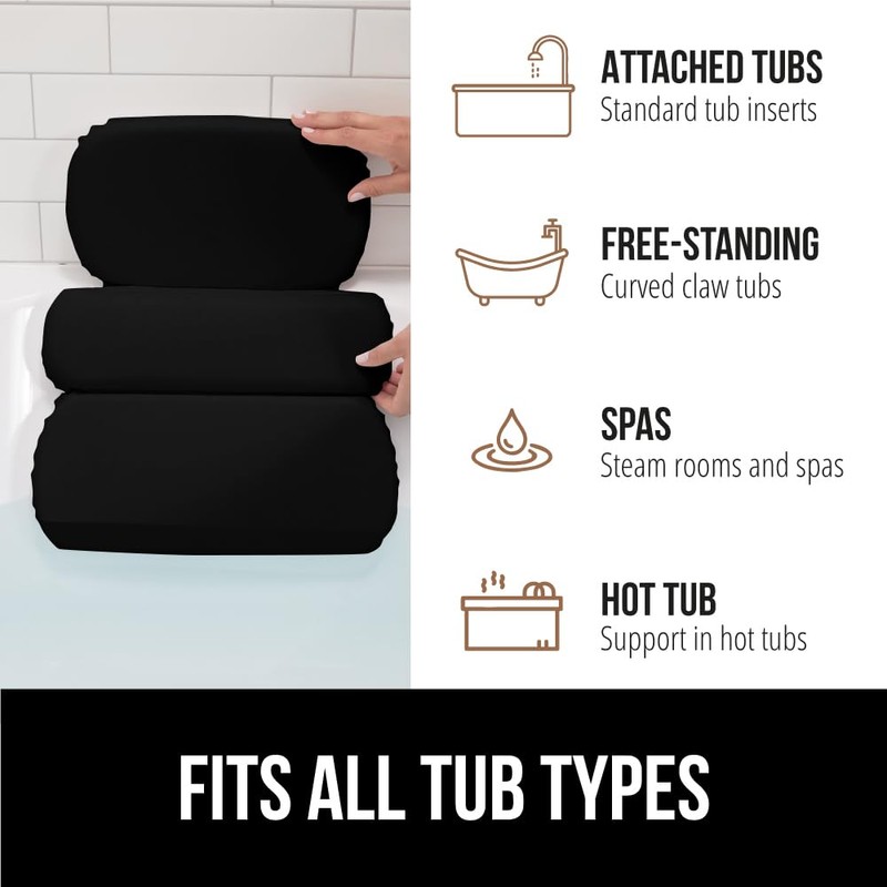 GORILLA GRIP Bath Pillow for Tub, Improved Suction Cups, Luxury
