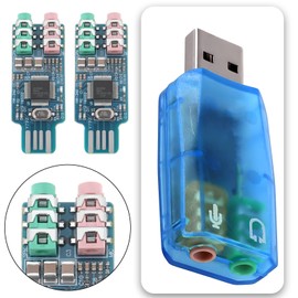 eMagTech 2pcs CM108 USB Sound Card Chip Drive Free Sound Card Convenient Stereo External Crystal Sound Card for Laptop Computer 49x19x8mm