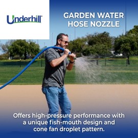 Underhill Precision Rainmaker Garden Water Hose Nozzle, Sprayer, 23 GPM at 80 PSI, 3/4-Inch Thread Inlet, Heavy-Duty Brass and Rubber, HN2300