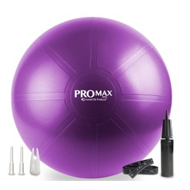 Exercise Ball for Yoga, Balance, Stability - Fitness, Pilates, Birthing, Therapy, Office Ball Chair, Flexible Seating - Anti Burst, Non Slip Surface - SmarterLife PRO MAX Series (Purple, 75 cm)