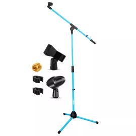 5Core Microphone Stand 360° Rotating Mic Clip Boom Arm Foldable Tripod Holder - Sky Blue