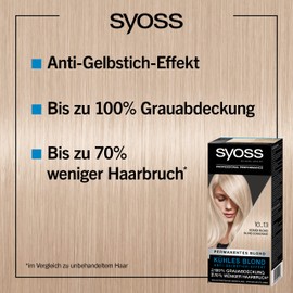 Syoss Colour Coloration, 10_13 Scandi Blonde Level 3 (3 x 115 ml), Hair Colour with Anti-Yellow Tint Effect for Cool Blonde, 70% Less Hair Breakage*