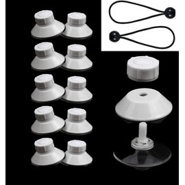Dometic Fixing System, Fixing System No Drilling for Awnings, Motorhome Accessories, Kampa Suction Cup, Dometic, Camping Accessories, Pack of 10 with 2 Rubber Ropes (White)