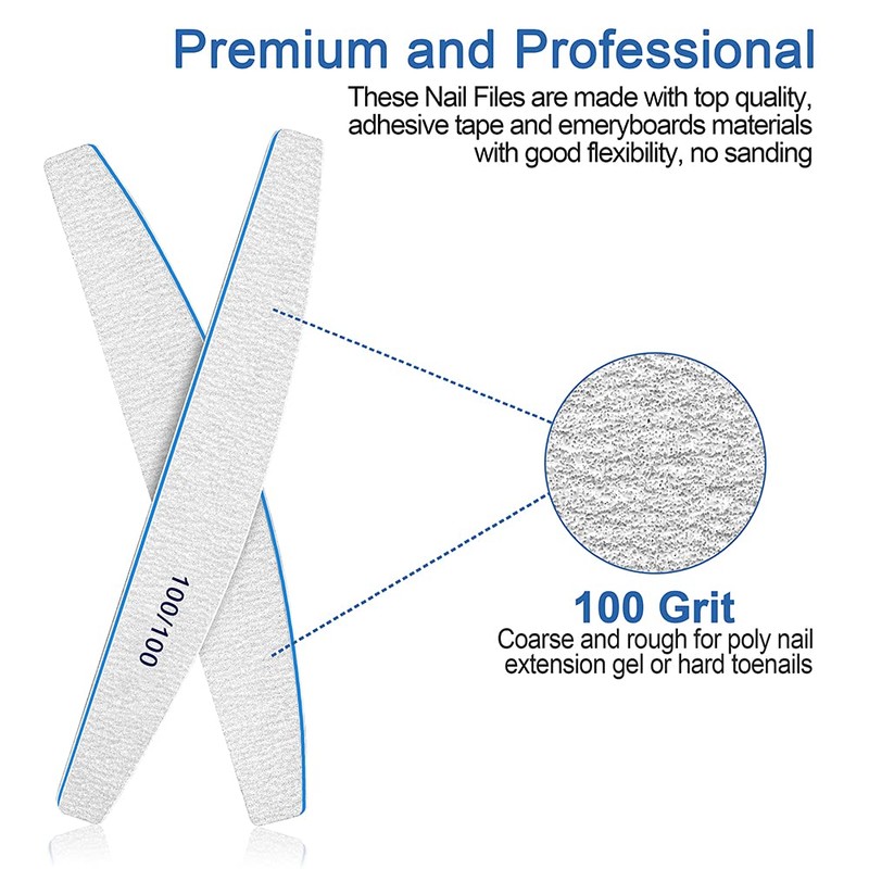 Nail File Set for Acrylic Nail Files, 100/100 Grit (12