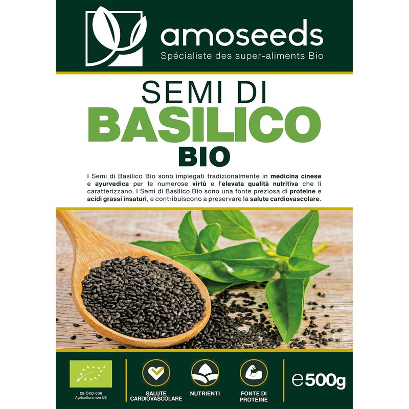 Semi di Basilico Bio 500G | Sazietà, Rinfrescanti, Ricchi di