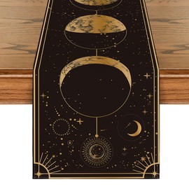 Artoid Mode Astrology Moon Magic Art Table Runner, Seasonal Mystical Gothic Kitchen Dining Table Decoration for Home Party Decor 13x36 Inch