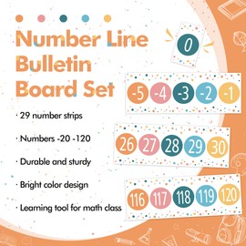29 Pieces Number Line for Classroom Wall -20 to 120 Number Line Bulletin Board Border Classroom Number Lines Boho Rainbow Classroom Decoration Math Posters Learning Supplies for Teachers