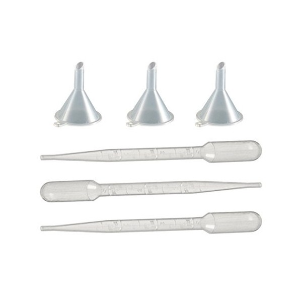 Riverrun 3 Small Aromatherapy Funnels + 12 Transfer Pipettes/Droppers for Decanting Fragrance Essential Oil Perfume