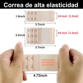Extensor de Brasier Negro, Blanco, tono de piel - Alargador de Sostén Ajustable para Mujeres
