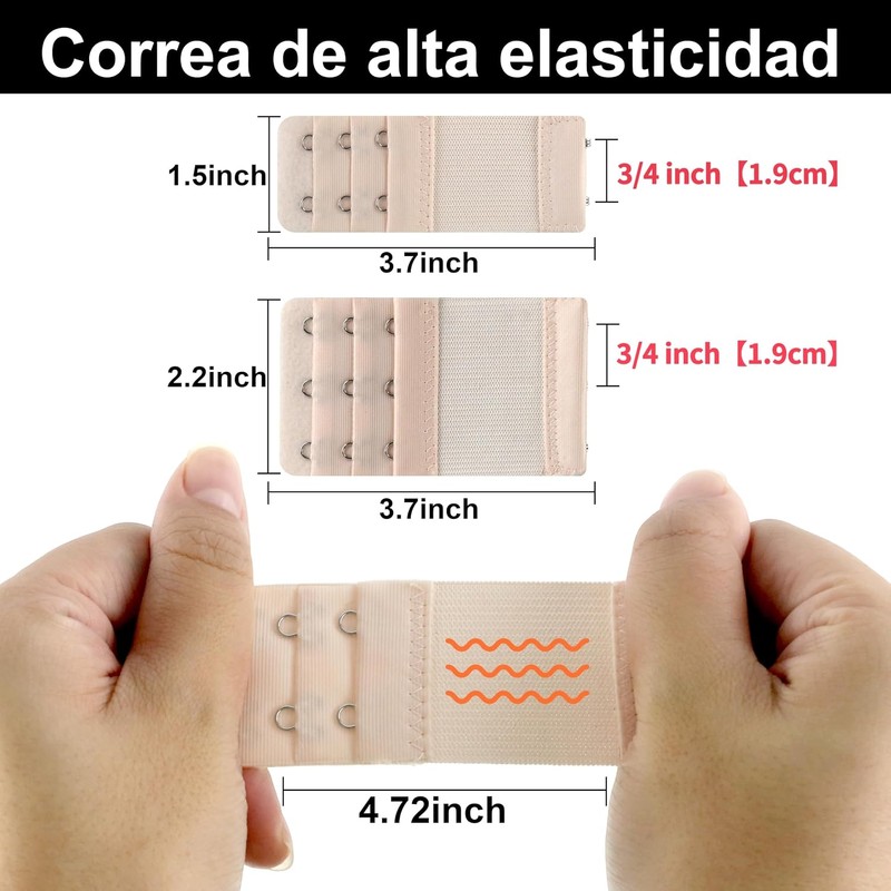 Extensor de Brasier Negro, Blanco, tono de piel - Alargador