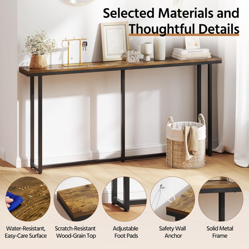 Yaheetech Narrow Console Table with Sturdy Metal Frame, 71 Inch