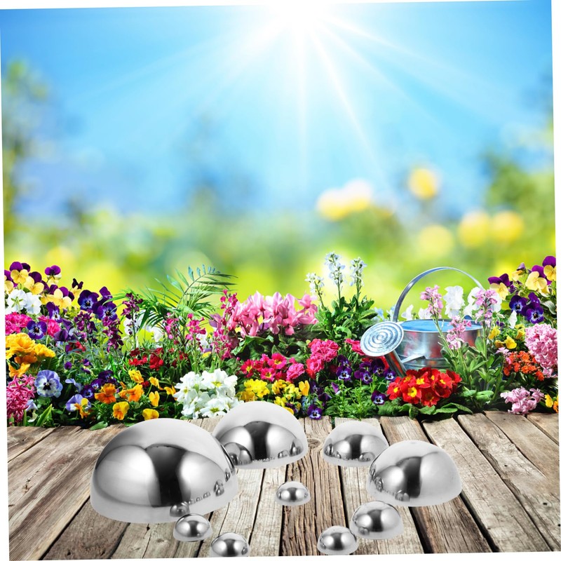 Kisangel 10pcs Polished Stainless Steel Garden Gazing Reflective Half Globe