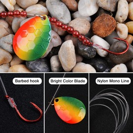 Walleye Spinner Rig Kit, 5 Pack Crawler Harness Walleye Live Bait Rigs Colorado Spinner Blades for Lure Making Octopus Hook Freshwater Saltwater Fishing Bait Rig for Walleye Trout Salmon