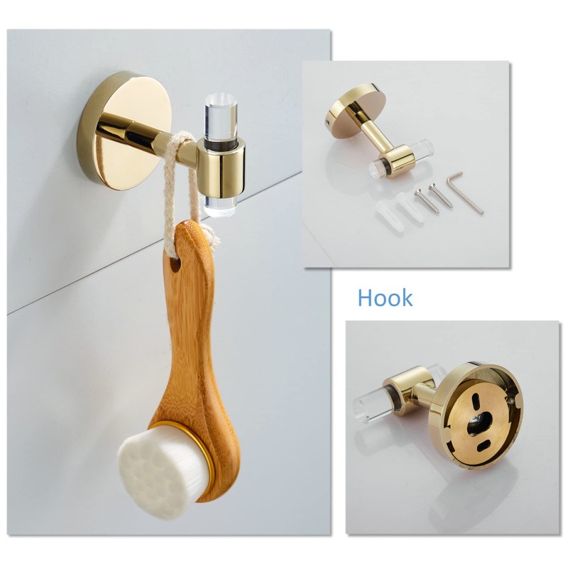 Bathroom Hardware Set Acrylic Gold - Bathroom Accessories Set Towel