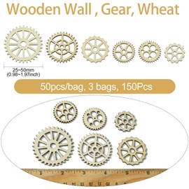 DanLingJewelry 150Pcs Ramdom Wooden Gear Wheels Unfinished Wooden Ornaments Gear Shaped Cutouts for DIY Art Jewellery Making Supplies