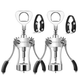 Powerful Wine Opener, Ergonomic Soft Touch Heavy Duty Manual Bottle Openers, Rust Resistant Zinc Alloy Winged Corkscrew, Easy Use, Open Corks, Dishwasher Safe (Wine Opener, set of, 2)