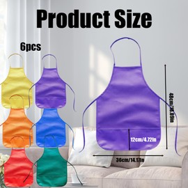 XcnPer 6Pack Kids Painting Apron, Toddler Paint Apron Smock with 2 Pockets, Used for Painting Activities in Craft Home Kitchen Classrooms, Boys and Girls Art Painting Activity