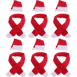 XINZHIDA 12PCS Mini Santa Hat Scarf Set Small Christmas Wine Bottle Cover Christmas Hat Scarf for Wine Xmas Bottle Cover Home Christmas Decor