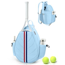TBTOTRA Tennis Bag for Women & Men, Water-Resistant Backpack, Quilted Crossbody Sling Design for Tennis, Badminton Rackets, Blue