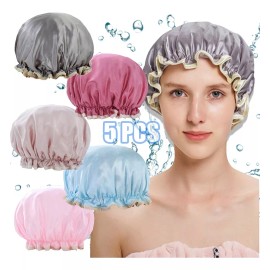 Coenii 5 Gorros De Baño Impermeable Ducha Mujere Doble Reutilizable