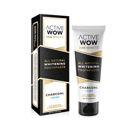Active Wow Activated Charcoal Toothpaste - Teeth Whitening Formula with Organic Coconut Oil & Xylitol