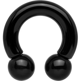 FIFTH CUE Titanium IP Over 316L Surgical Steel Circular Horseshoe Barbells w/Balls (Multiple Colors & Sizes), Metal, no gemstone