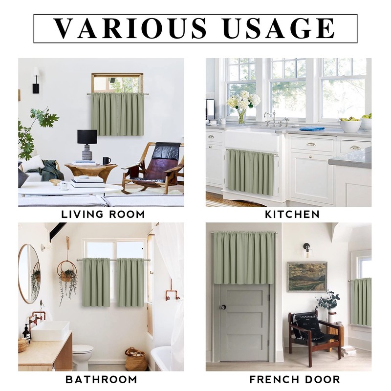RYB HOME Blackout Curtains for Kitchen, Over Sink Privacy Curtains