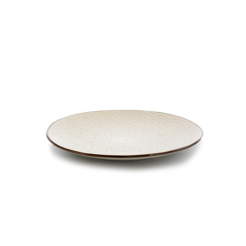 Elama White Lily 16 Piece Luxurious Stoneware Dinnerware with Complete