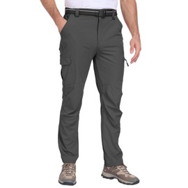 Men's Cargo Hiking Pants Water Resistant Lightweight Quick-Dry Work Pants for Outdoor Camping Fishing Darkgrey 36 L