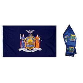 AES Wholesale Combo Set State of New York 3x5 3’x5’ Flag and 8"x60" Scarf Fade Resistant Double Stitched Premium Penant House Banner Grommets