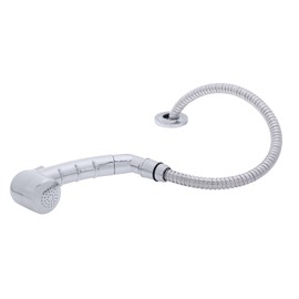 Ambassador Marine Deck-Mount Sprayer- Small Chrome Sprayer (No Eyelet for Hanging) w/Elbow, 6' Stainless Steel Hose, Low Profile Holder - 134-0036-CP-W