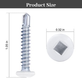 8x1 pan Head Metal rv Screws - Polar White self Drilling Screws Trailer Deck Screws - Square Drive Self Tap Drill Screws (150 Pack)