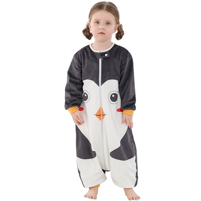 MICHLEY Polyester Long Sleeve Zipper Toddler Sleeping Bag, Penguin Wearable