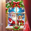 BlissYard Merry Christmas Banner Backdrop Santa Claus and Reindeer Window